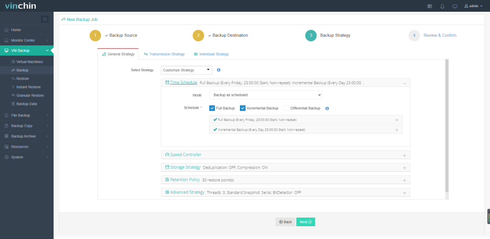 screenshot of Vinchin Backup & Recovery